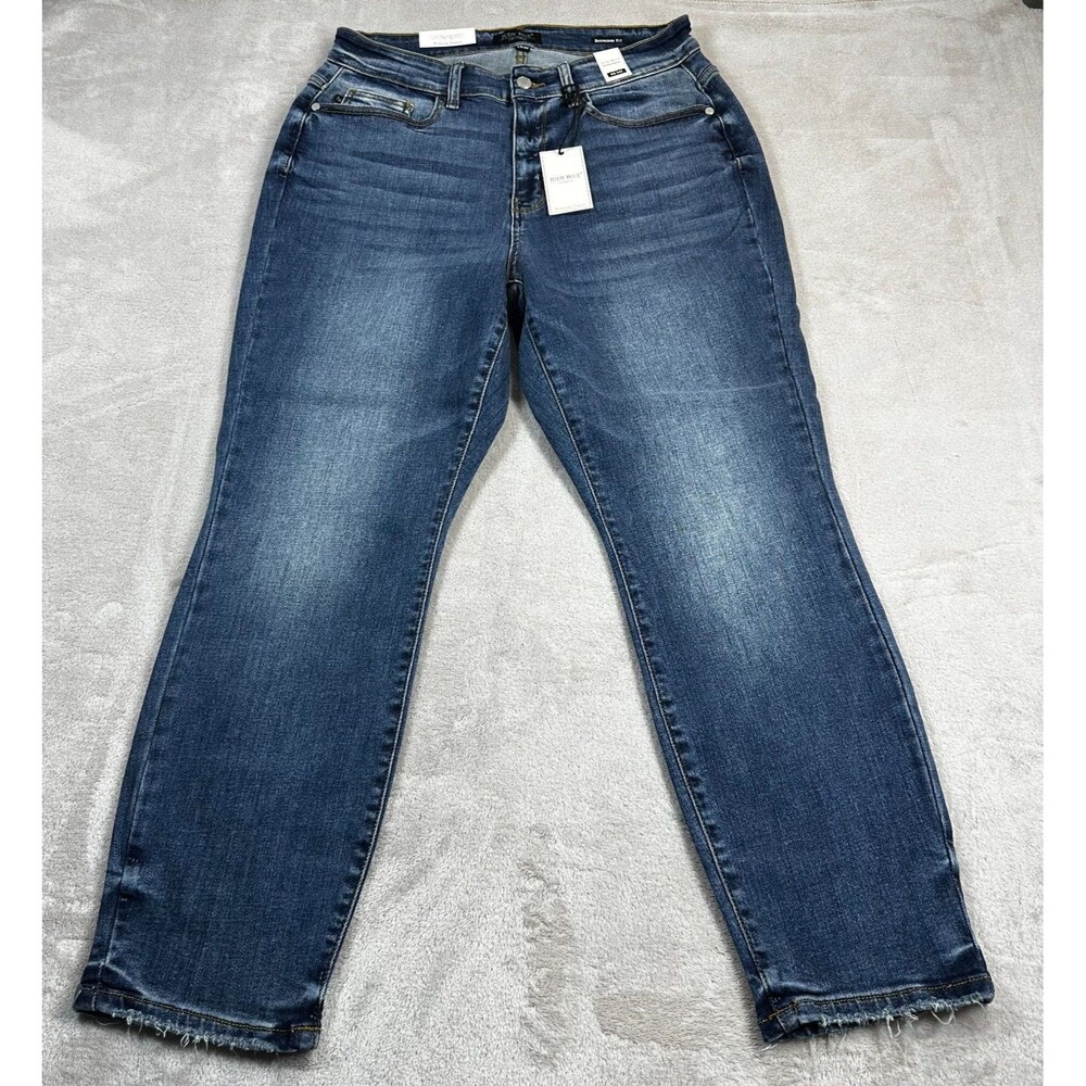 NWT Judy Blue Boyfriend Jeans Mid‑Rise Soft Stretch Denim Size 14W